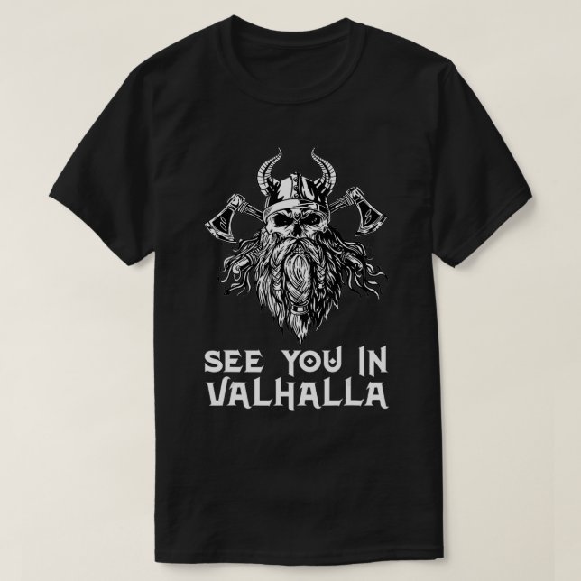 Vi ses i Valhalla Viking Gods Warrior T Shirt (Design framsida)