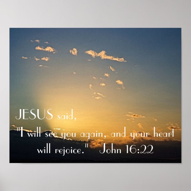 Vi ses igen solnedgång bibeln mot John 16:22 Poster (Framsidan)