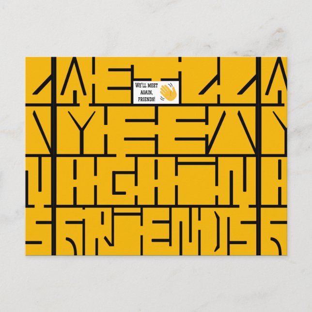 Vi ses igen, vänner meddelande vykort (Framsida)