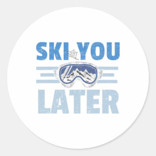 Vi Ses Sen Rolig Skidåkare Cool Snowboardåkare Ber Runt Klistermärke