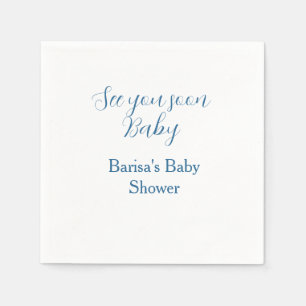 vi ses snart baby baby shower blå namn datum enkel pappersservett