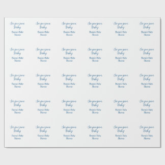 vi ses snart baby baby shower blå namn datum enkel presentpapper