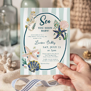 Vi ses snart, Baby' Rivieran kust Baby Shower Inbjudningar
