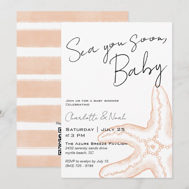 Vi Ses Snart Baby Shower Inbjudan (Fram/baksida)