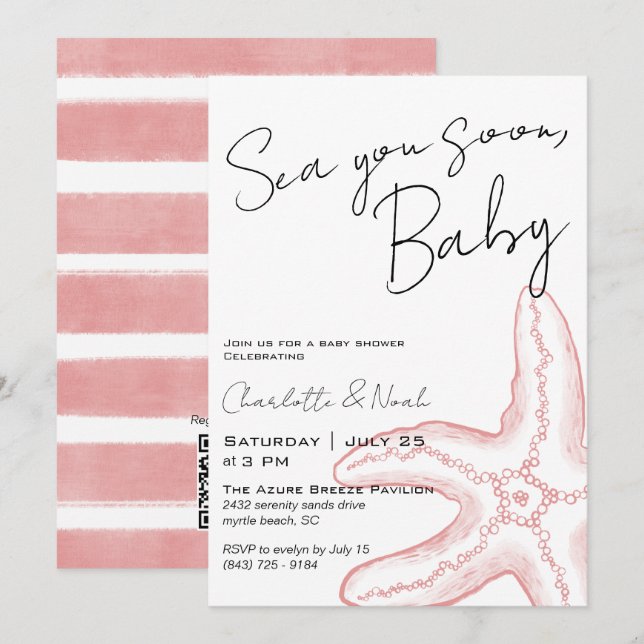 Vi ses snart Baby Shower Inbjudan (Fram/baksida)