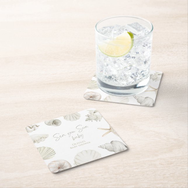 Vi ses snart baby shower underlägg papper kvadrat (Insitu)