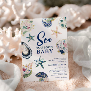 Vi ses snart, baby! Sniglar Kusttema Baby Shower Inbjudningar