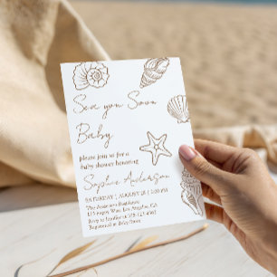 Vi Ses Snart Bebis Kustnära Skal Bebis Baby Shower Inbjudningar