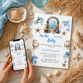 Vi ses snart havsdjur pojke Baby Shower Inbjudningar