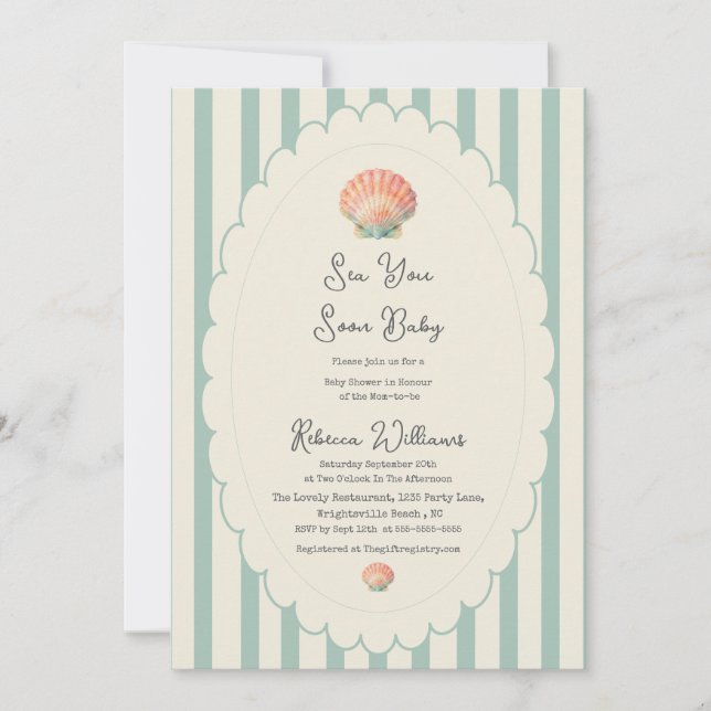 Vi Ses Snart Kust Baby Shower Inbjudningar (Framsida)