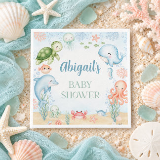 Vi ses snart Ocean Baby Shower Lunchen Pappersservett