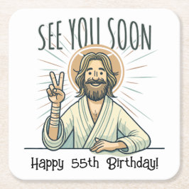 "Vi ses snart", roligt födelsedagspresent Underlägg Papper Kvadrat