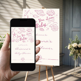 Vi ses snart snigelskal baby shower välkomstskylt poster