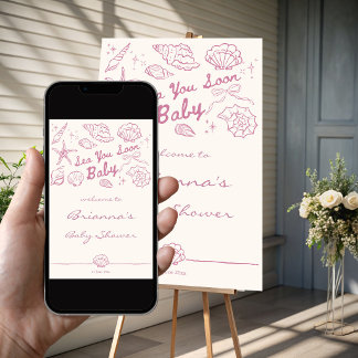 Vi ses snart snigelskal baby shower välkomstskylt poster