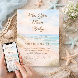 Vi Ses Snart Strand Baby Shower Inbjudningar