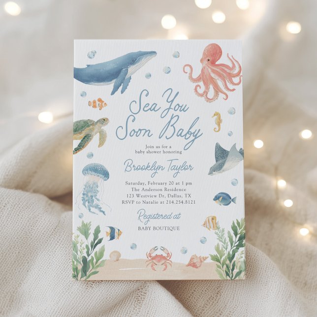 Vi ses snart under havet Baby Shower Inbjudningar (Skapare uppladdad)