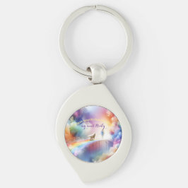 Vi ses vid regnbågsbron swirl silverfärgad nyckelring