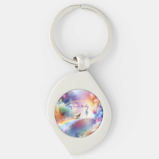 Vi ses vid regnbågsbron swirl silverfärgad nyckelring (Framsidan)