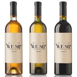 Vi Sip Vin Klubb Anpassningsbar Vapensköld Vinflaska Etikett