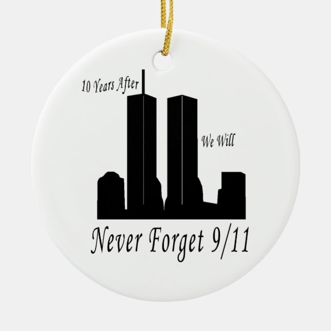 Vi ska glömmer aldrig 9/11 julgransprydnad keramik (Framsidan)