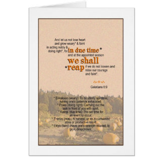 Vi skördar - den Galatian 6:9 Hälsningskort
