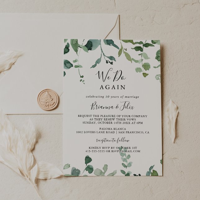 Vi skriver återigen Grönt Foliage Vow Renewal Inbjudningar (Skapare uppladdad)