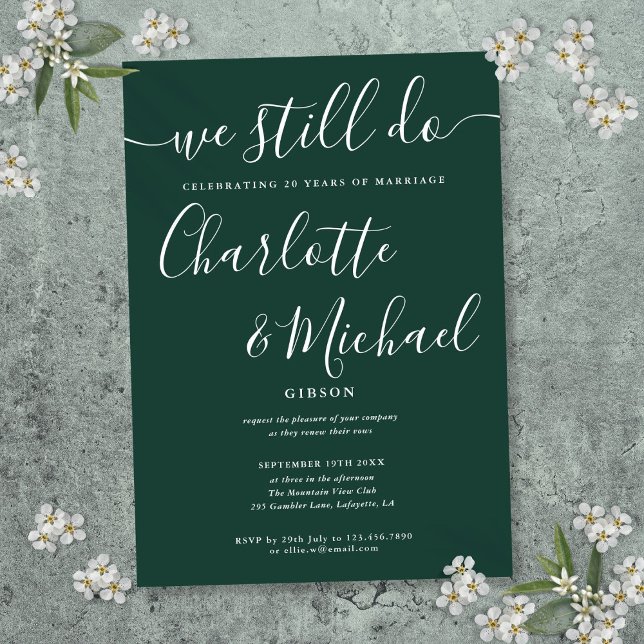 Vi skriver fortfarande Vow Renewal-årsdag Inbjudningar (We Still Do Script Vow Renewal Anniversary Invitation)