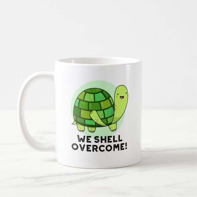 Vi Snäcka Overcome Funny Tortoise Pun Kaffemugg (Vänster)