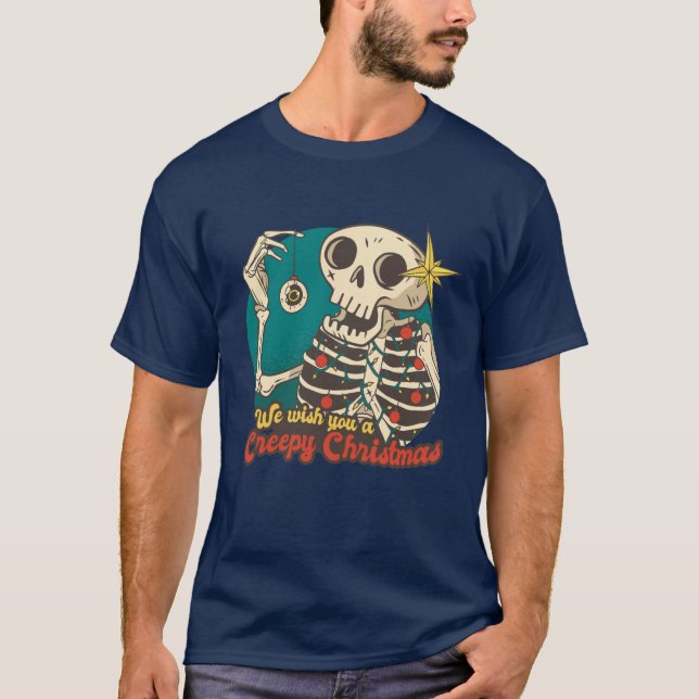 Vi som du talade om julskeleton Funny Skull T Shirt (Framsida)