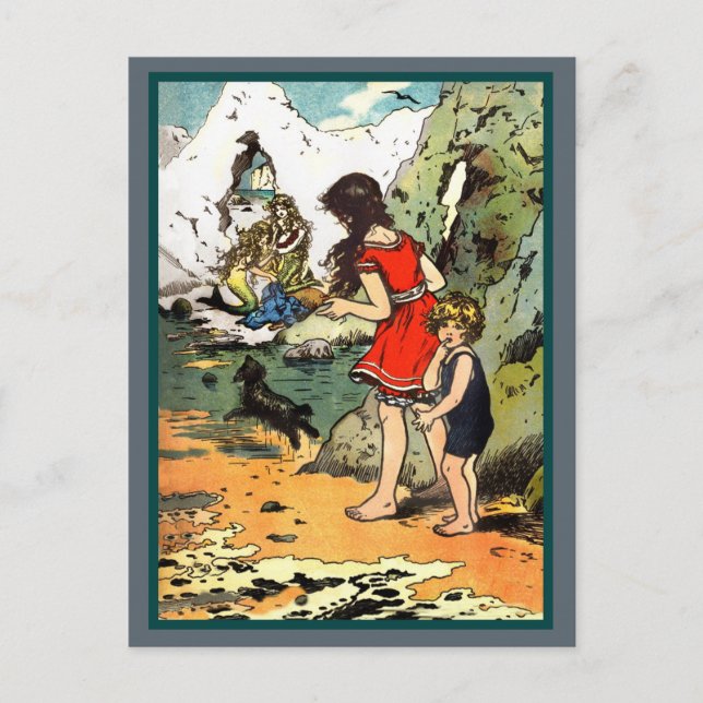 Vi spionerar två Sjöjungfruar på Sten Helg Vykort (Framsida)