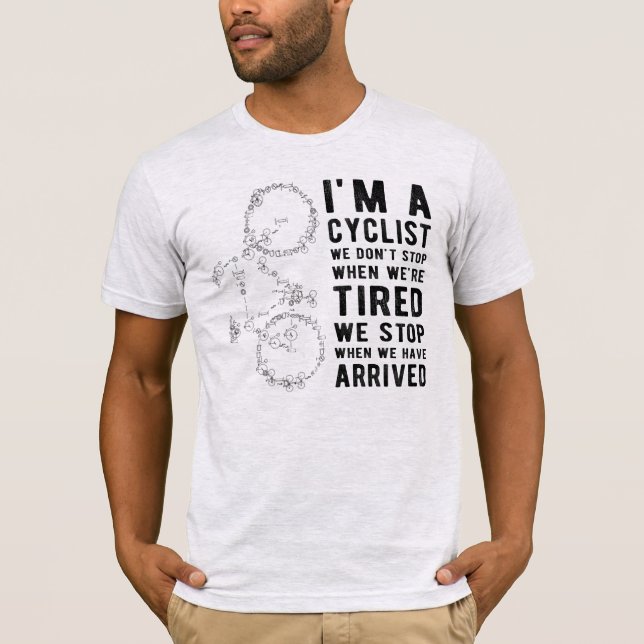 Vi stannar inte när vi är trötta. t shirt (Framsida)