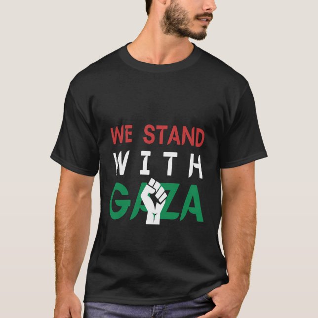 Vi står för Gaza, det fria Palestina, Fist, solida T Shirt (Framsida)