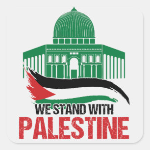 Vi står med Palestina Fyrkantigt Klistermärke