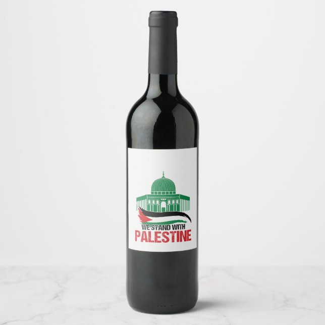Vi står med Palestina Vinflaska Etikett (Framsida)