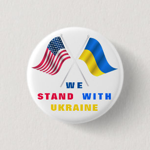 Vi Står Med Ukraina Flagga Amerikansk Flagga Knapp