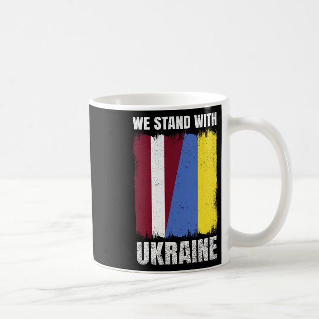 Vi står med Ukraina Lettiska ukrainska vänskap Kaffemugg (Höger)