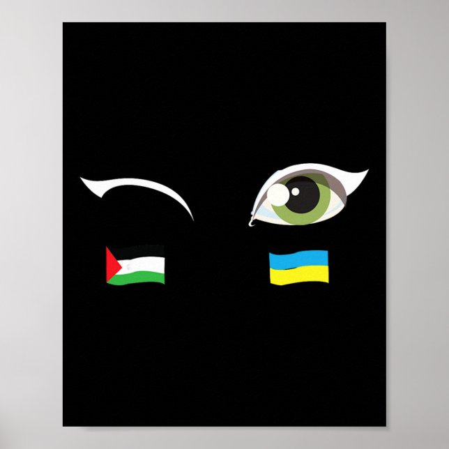 Vi Står Med Ukraina Palestina Flagga Ukraina Flagg Poster (Framsidan)