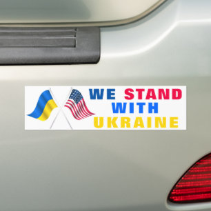 Vi står med Ukraina - USA flagga - Ukrainas Flagga Bildekal
