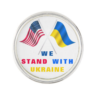 Vi står med Ukraina - USA flagga - Ukrainas Flagga Kavajnål