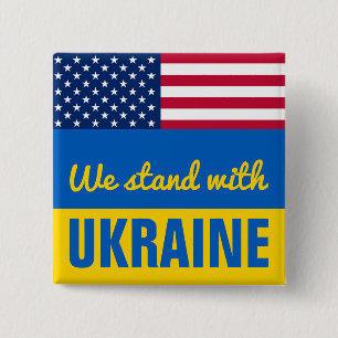 Vi står på Ukrainas amerikanska Flagga Square Knapp