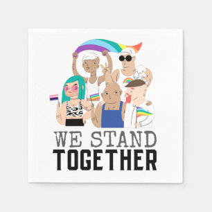 Vi står tillsammans i Pridet People Illustration Pappersservett