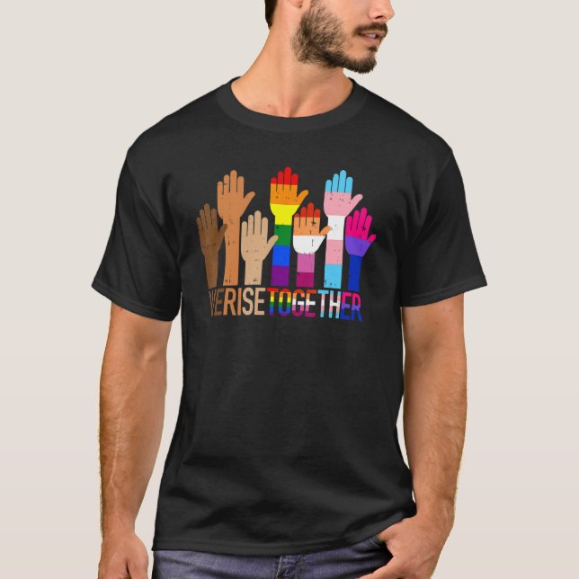 Vi Stiga upp ihop Lgbt Lesbisk Gay Bisexual Pride  T Shirt (Framsida)