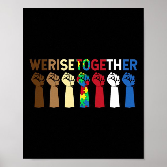 Vi Stiga upp ihop puzzle-inspirationslautism Medve Poster (Framsidan)