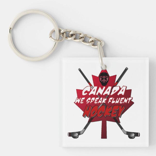 Vi talar Fluent Hockey Kanada Löv Humor Nyckelring (Framsidan)