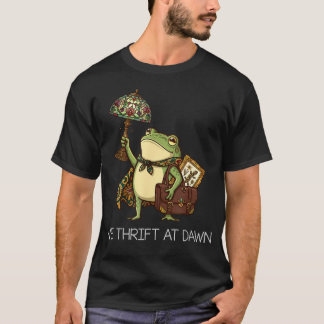 Vi thriftar i gryningen Vintage rolig groda thrift T Shirt