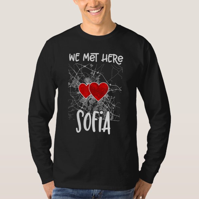 Vi träffades här Sofia Hearted Karta T Shirt (Framsida)
