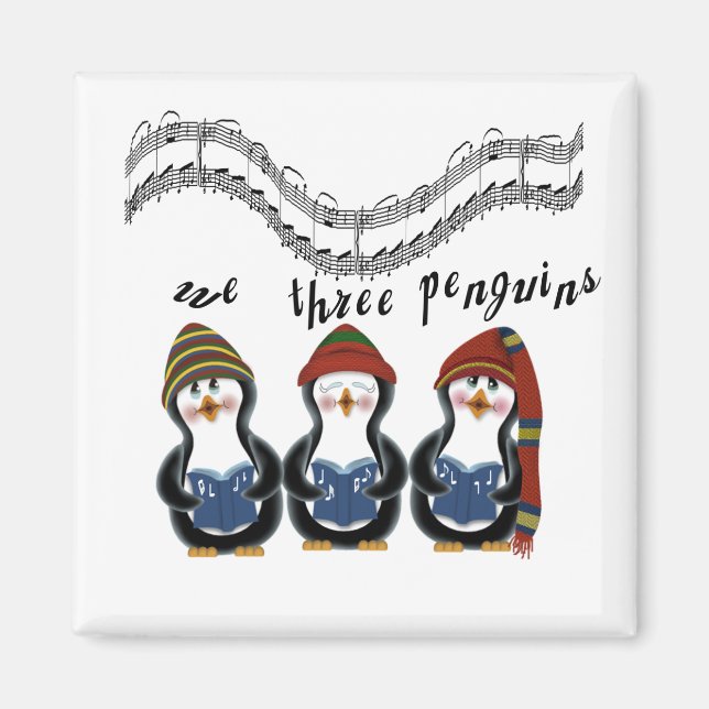 Vi tre Penguins Helgdag Tshirts och Gifts Magnet (Framsidan)