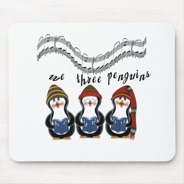 Vi tre Penguins Helgdag Tshirts och Gifts Musmatta (Framsidan)
