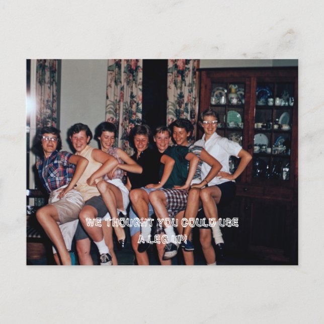 Vi trodde att du kunde använda ett ben. 1950 års v vykort (Framsida)