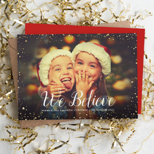 Vi tror Glitz Faux Glitter Photo Overlay Julkort